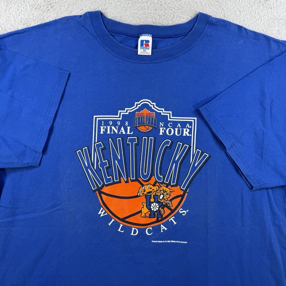 Vintage Kentucky Wildcats T-Shirt Mens 2XL Blue Russell Athletic Made USA 90s